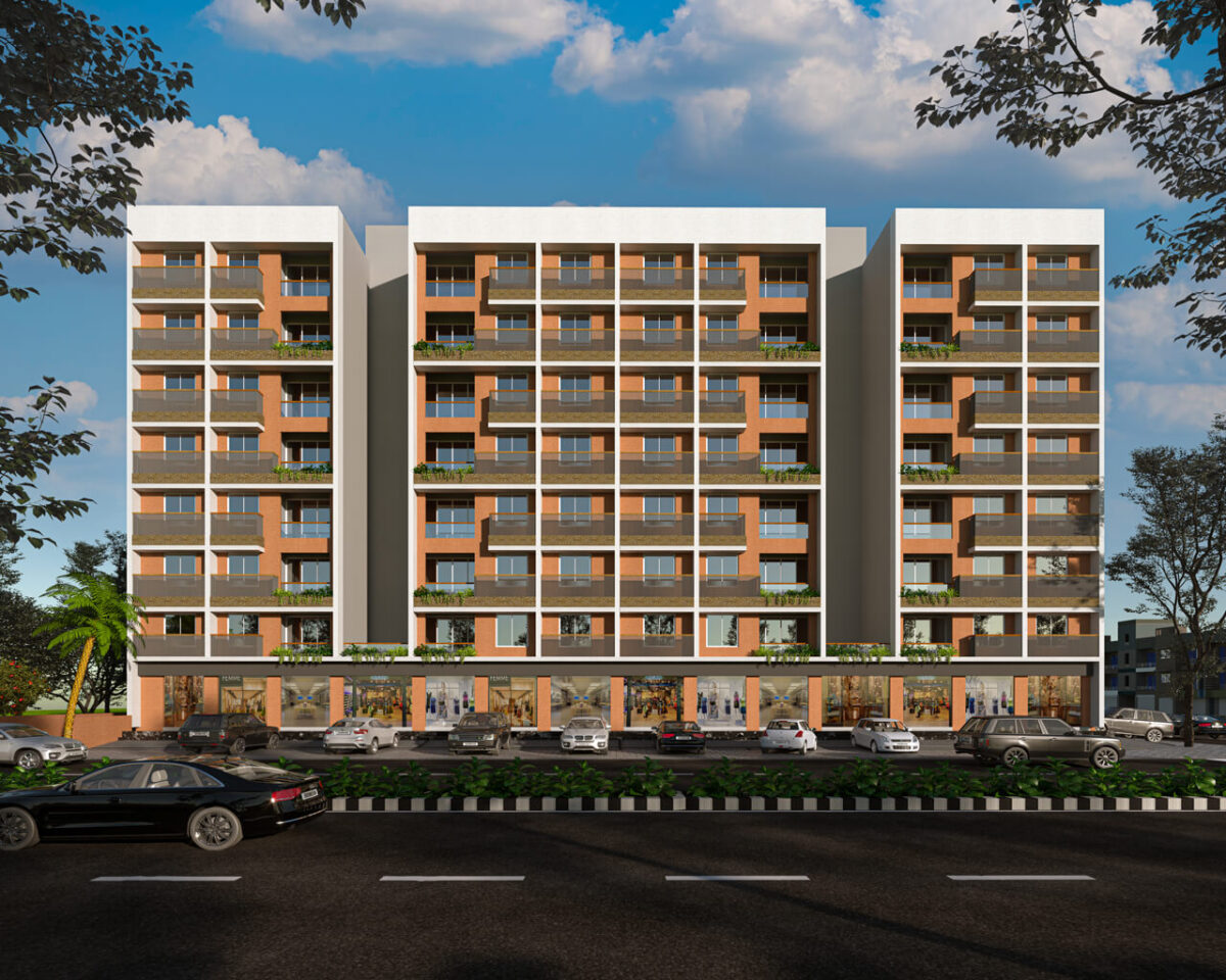 Highrise Building 3D Exterior Rendering